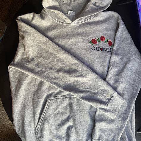 gucci x champion hoodie grey|Gucci X champion embroidered hoodie.